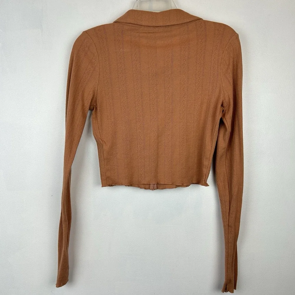 Free People Snap Top Womens Small Cropped Mini Snap Terra Cotta Y2K 80s 90s